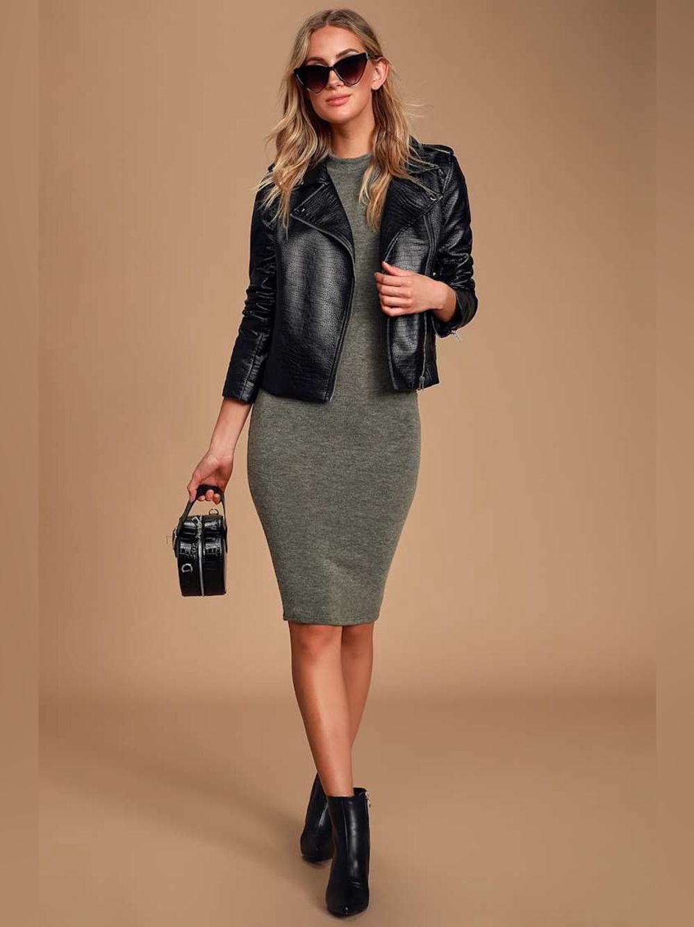 NWT Lulus Conversation Starter Olive Green Mock Neck Midi Sweater Dress XS